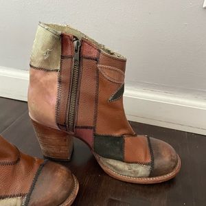 Patchwork leather boots